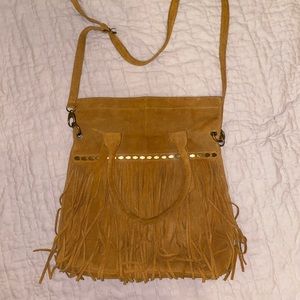Lucky Brand camel suede Large fringe purse